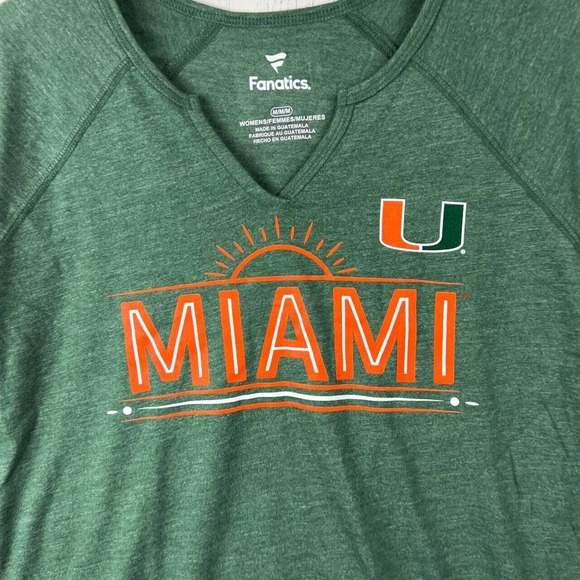 Miami Hurricanes‎ NCAA Medium Fanatics Casual T-Shirt Green New Women - Picture 2 of 7
